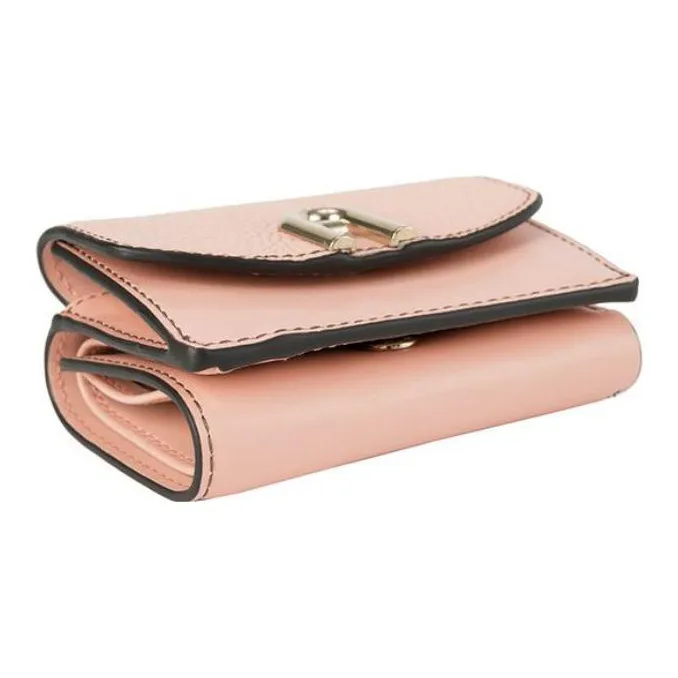 Furla Primula Grained Cow Leather Card Holder Wallet Women's Light Pink-1