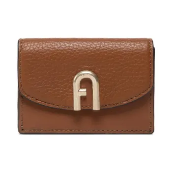 Furla Primula Grained Cow Leather Card Holder Wallet Women's Brown