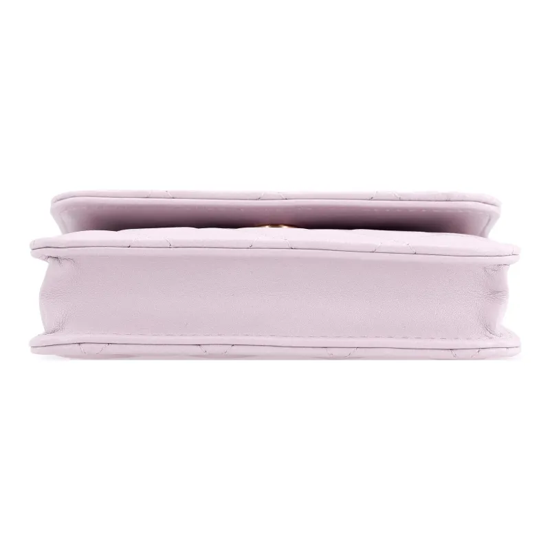 CHANEL Sheepskin Shoulder Bag, Crossbody Bag Women's Light Purple-4