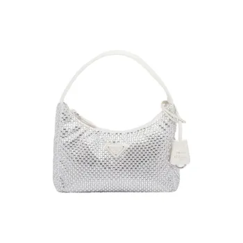 PRADA Satin Fabric Hobo Bag Handbag Shoulder Bag Women's White