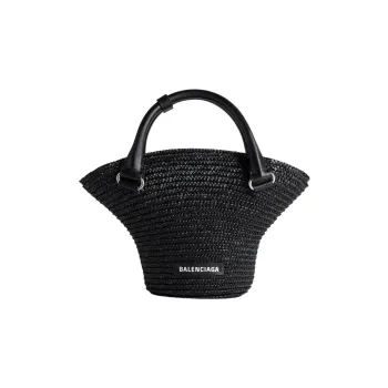 Balenciaga Straw Handbag Mini Women's Black