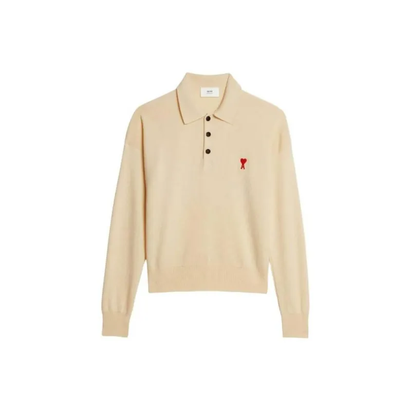 AMIPARIS Heart Long Sleeve Knit Polo-12