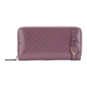 GUCCI Patent Leather Wallet Women's Purple