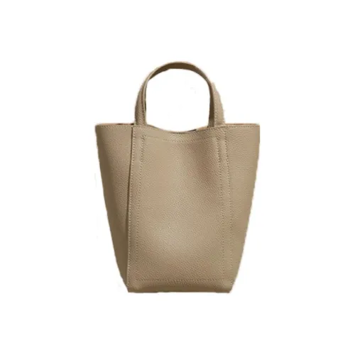MISS MUSI Cow Leather Handbag, Bucket Bag, Shoulder Bag, Crossbody Bag Medium Size Women's Khaki