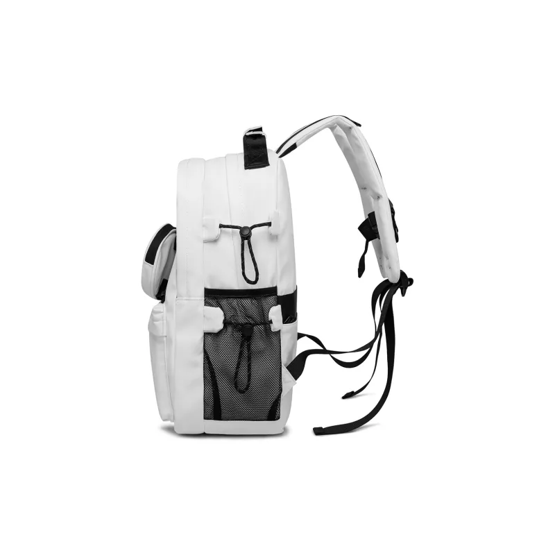 NOMK PU Backpack Large Size Unisex White/Black/Gray-2