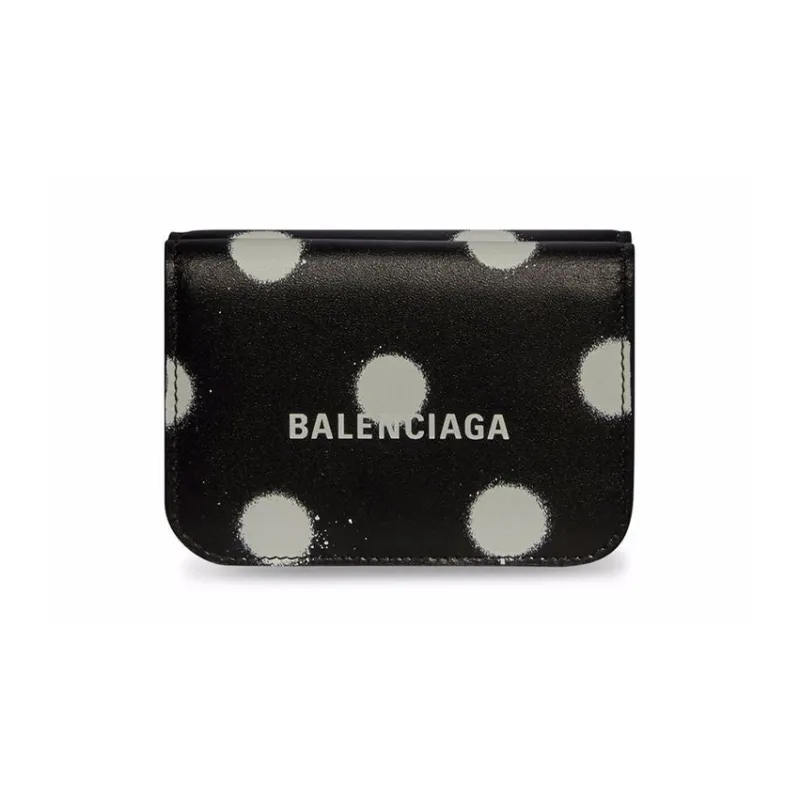Balenciaga Cash Leather Wallet Mini Women's Black-0