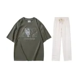 Army green short sleeves + milkshake white pants