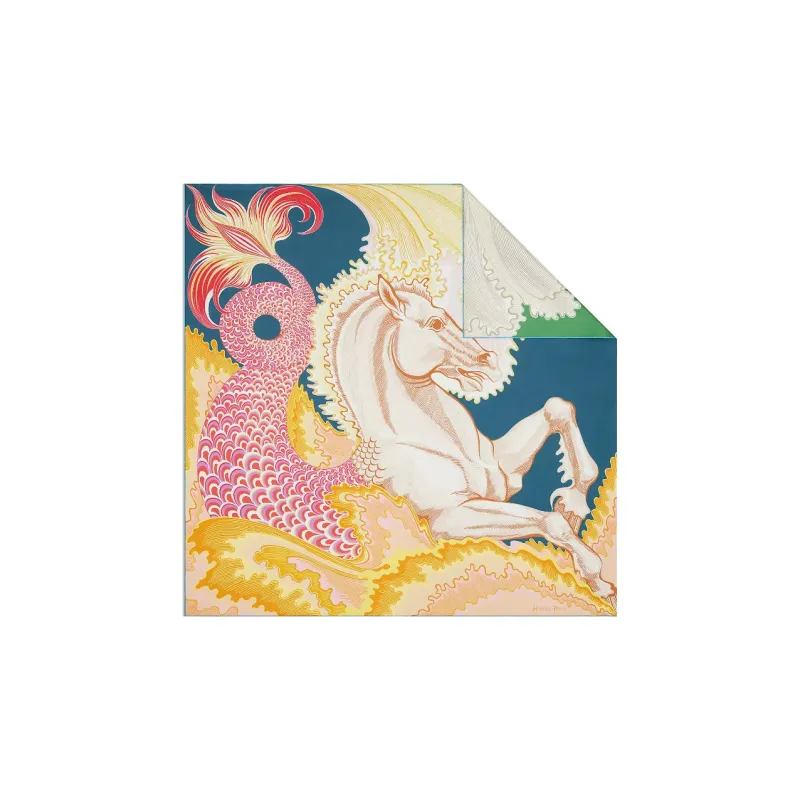HERMES Cheval Sirene Double Face Silk Scarves Women's-1