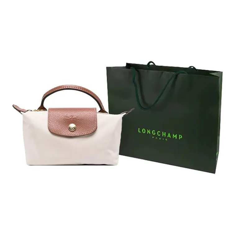 LONGCHAMP Le Pliage Recycled Canvas With Leather Trim Dumpling Bag Portable Clutches Women's Paper Color-6