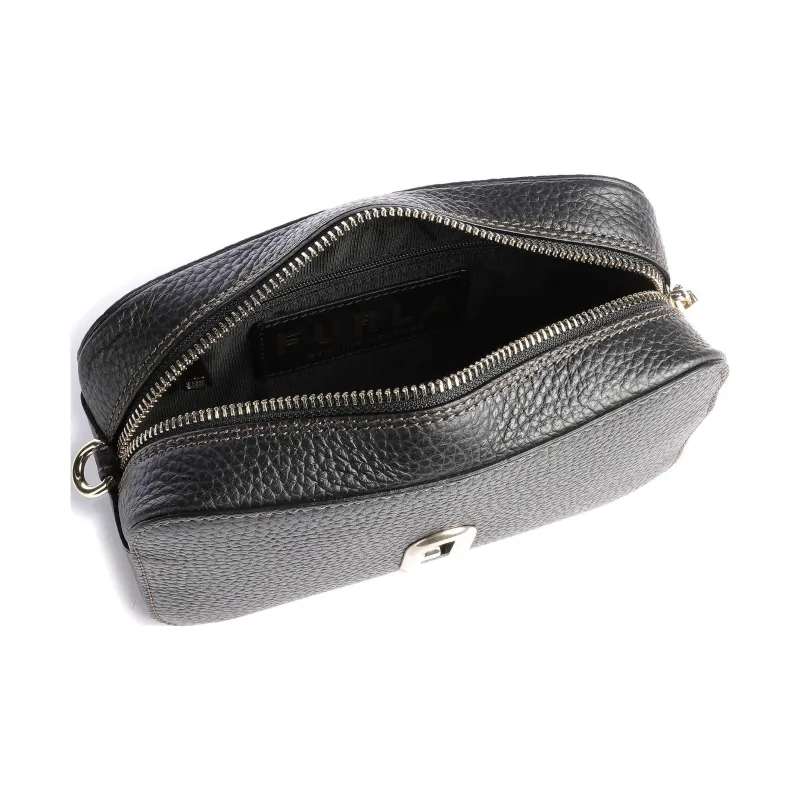 Furla Primula Grained Leather Camera Bags Crossbody Bags Shoulder Bags Small Size Women's Black-1