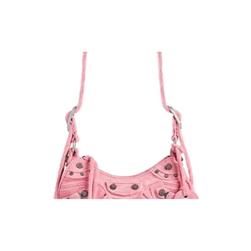 Balenciaga Le Cagole Fabric Crossbody Bag Shoulder Bag Small Size Women's Pink-5