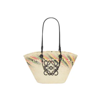 LOEWE Anagram Basket Palm Fiber With Cow Leather Handbag, Shoulder Bag Women's Natural