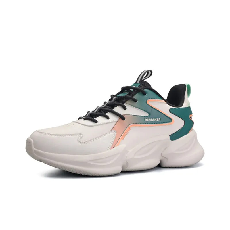 QIAODAN Slip Resistant Breathable Lightweight Low Top Casual Running Shoes Men's White Green-2