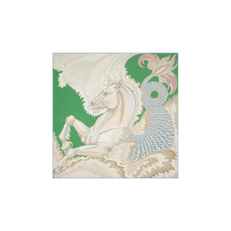 HERMES Cheval Sirene Double Face Silk Scarves Women's-2