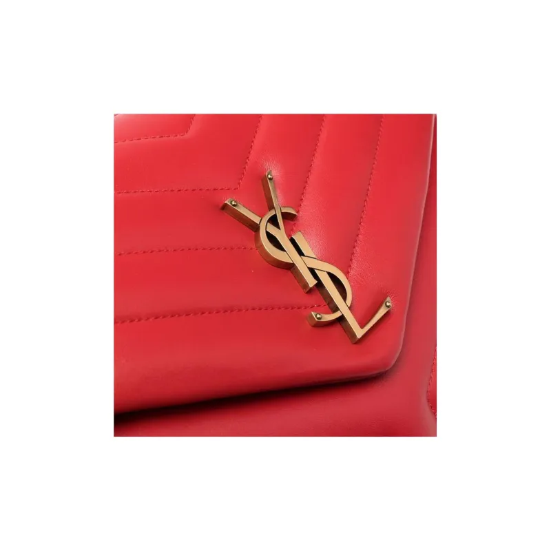 SAINT LAURENT LOULOU Calfskin Portable Crossbody Bag Shoulder Bag Women's Red-5