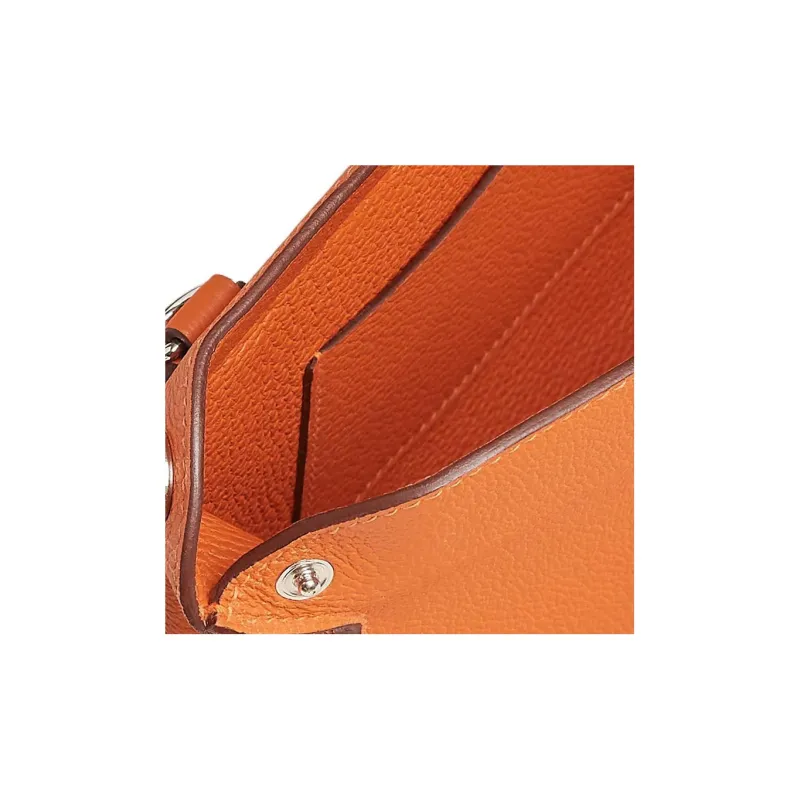 HERMES Videpoches Cow Leather With Canvas Videpoches Bag, Fanny Pack, Shoulder Bag, Crossbody Bag Men's Orange White-3