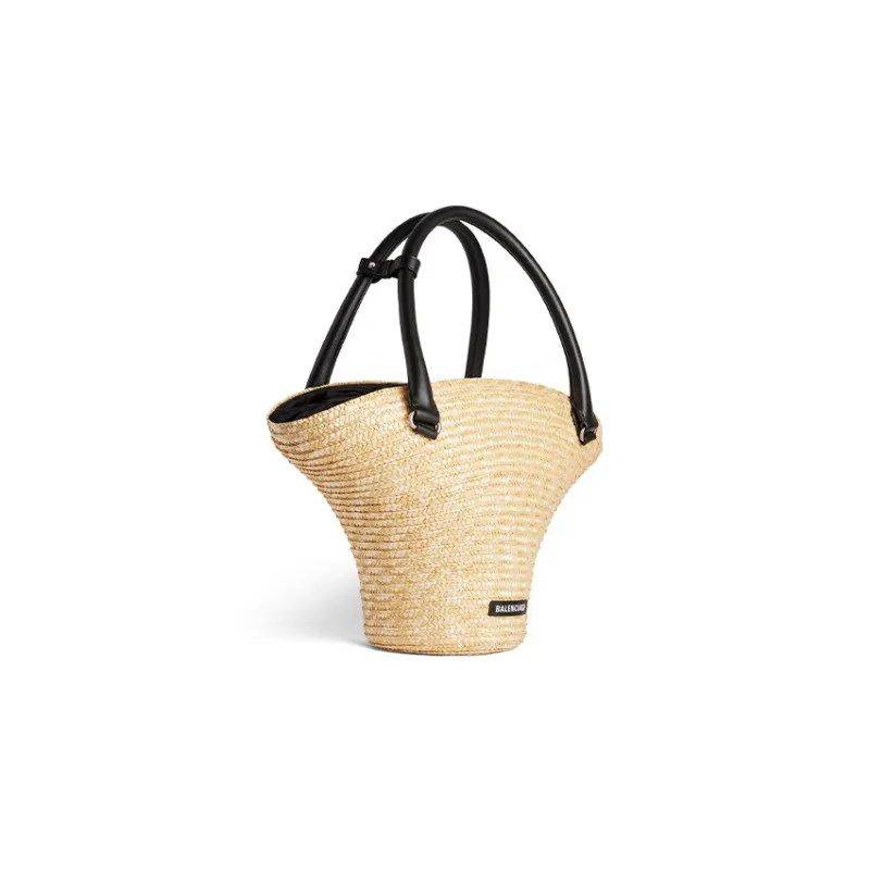 Balenciaga Straw Handbag Medium Size Women's Natural-1