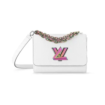 LOUIS VUITTON Twist EPI Leather Patchwork Cow Leather Shoulder Bag Crossbody Bag Medium Size Women's White