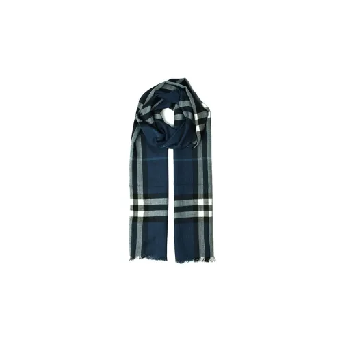 Burberry Silk Scarf Unisex Blue