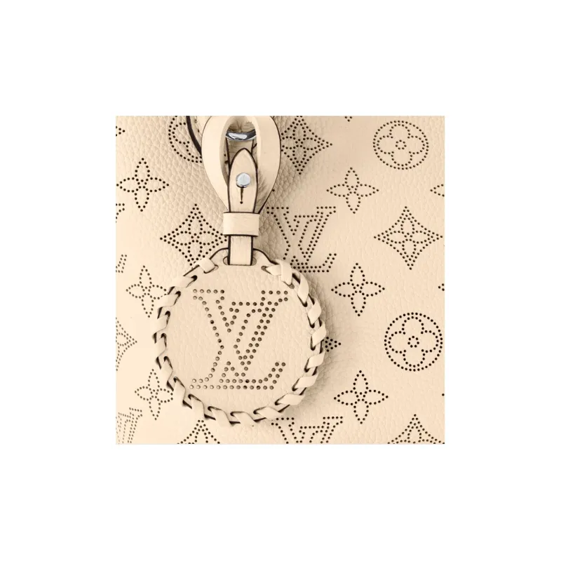 LOUIS VUITTON Mahina Leather Tote Bag Shopping Bag Handbag Small Size Women's Beige-3