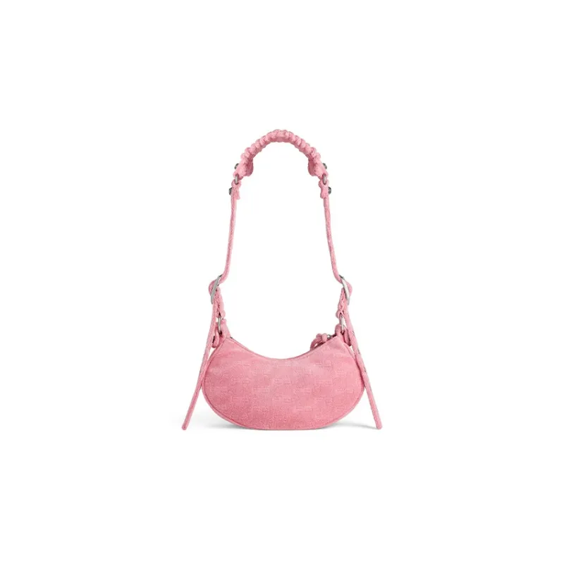 Balenciaga Le Cagole Fabric Crossbody Bag Shoulder Bag Small Size Women's Pink-3