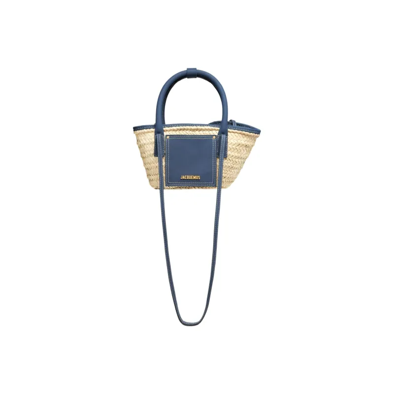 Jacquemus Palm Leaf With Cow Leather Accents Basket Bag Shoulder Bag Crossbody Bag Handbag Mini Women's Blue-3