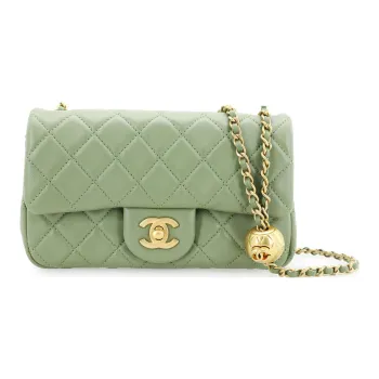CHANEL Classic Flap CF Sheepskin Shoulder Bag, Crossbody Bag Regular Women's Avocado Green