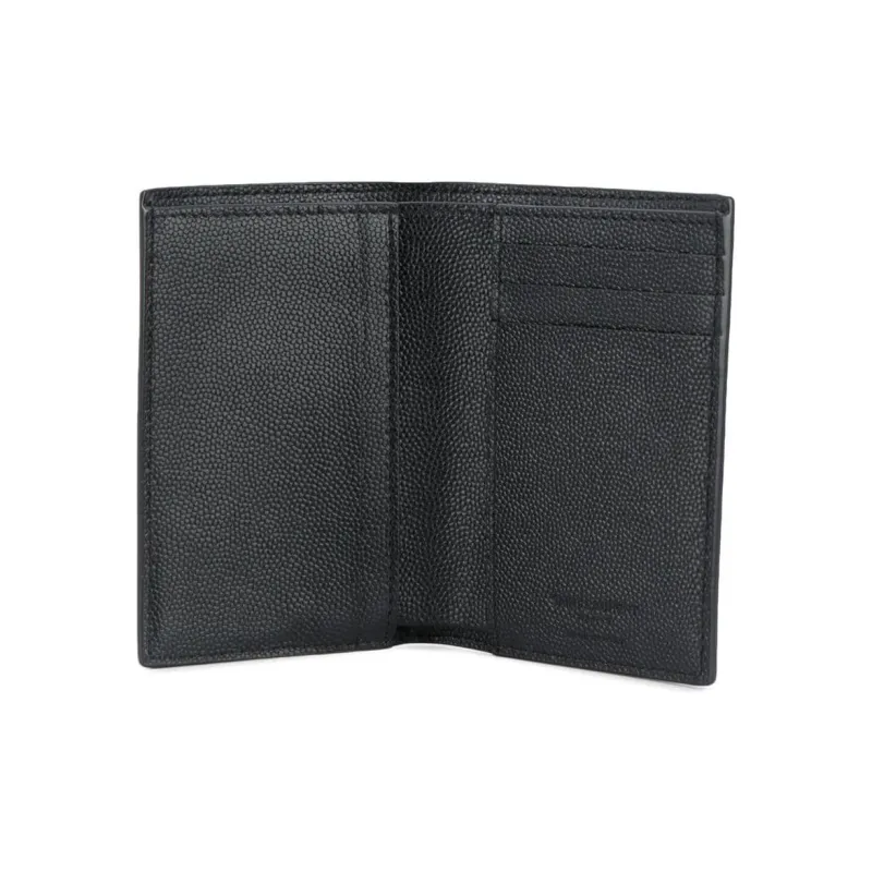 SAINT LAURENT Grain Embossed Leather Wallet Small Size Men's Black-2