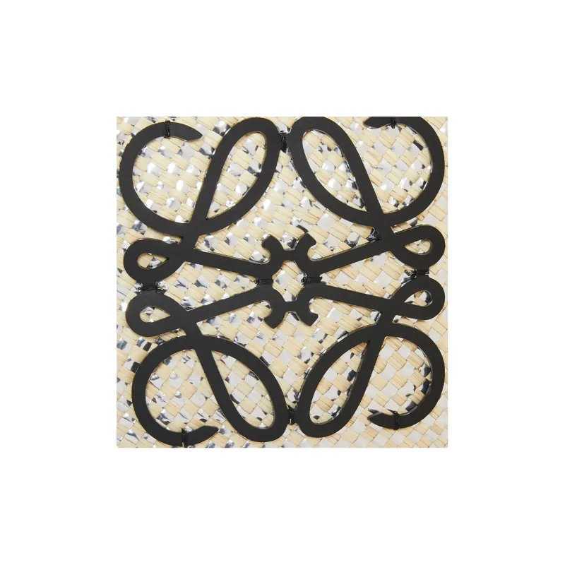 LOEWE Anagram Basket Palm Fiber Cow Leather Patchwork Handbag Shoulder Bag Women's White/Natural-3