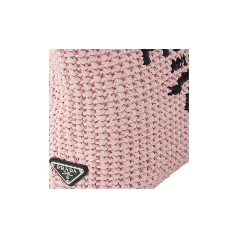 PRADA Straw And Wicker Handbag Small Size Women's Snow Pink-3