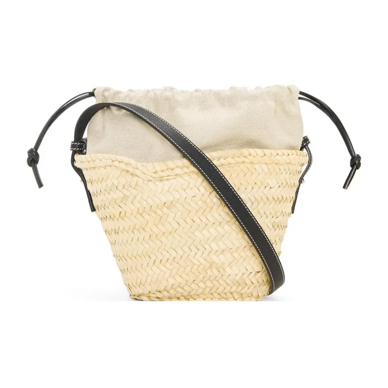 LOEWE Cow Leather Bucket Bags Crossbody Bag, Shoulder Bag Women's Natural & Black-3