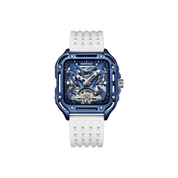FAIRWHALE Pioneer Collection Automatic Mechanical Movement Silicone Strap Watch Men's Watches Blue Dial