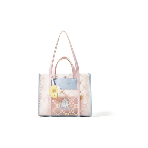 Miffy PVC One Shoulder Portable Tote Large Size Women's Blue Pink/White