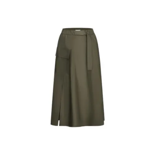 URBAN REVIVO Casual Long Skirts Women's Army Green