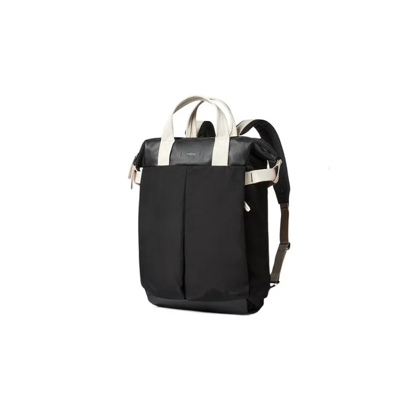 BELLROY Genuine Leather With Recycled Fabric Panel Backpack Regular Men's Black-1