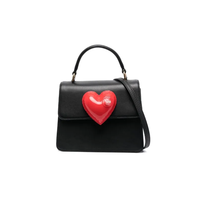 MOSCHINO Leather Tote Bag, Shopping Bag, Shoulder Bag, Crossbody Bag, Handbag Women's Black-0