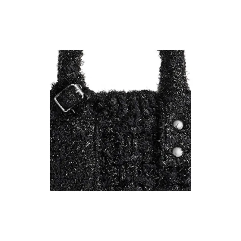 Balenciaga BISTRO Bright Tweed Basket Bag, Shoulder Bag, Crossbody Bag, Handbag Extra Small Women's Black-5