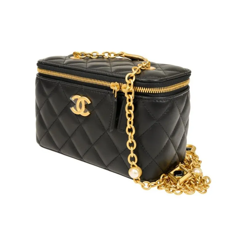 CHANEL Sheepskin Box Bag, Shoulder Bag, Crossbody Bag Women's Black-1