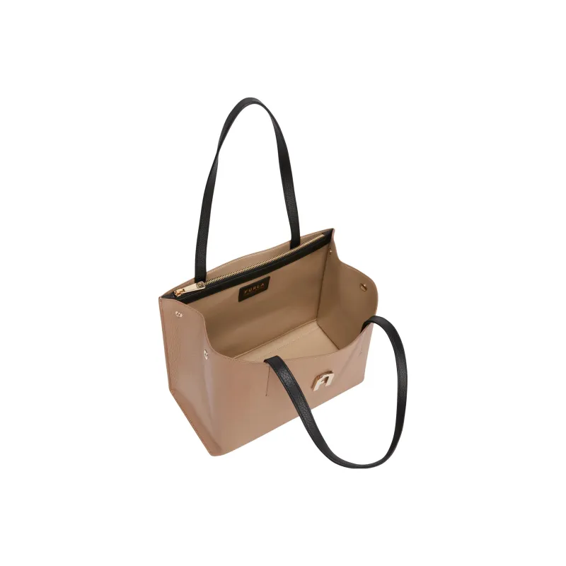 Furla Sofia Collection Grained Leather Tote Bag Shopping Bag One Shoulder Handbag Large Size Women's Yellow Clay Color-2