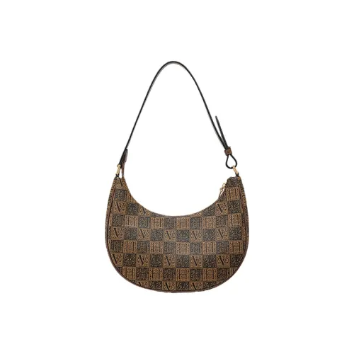 VANESSA HOGAN Fabric Shoulder Bag Hobo Handbag Women's Blue/Black