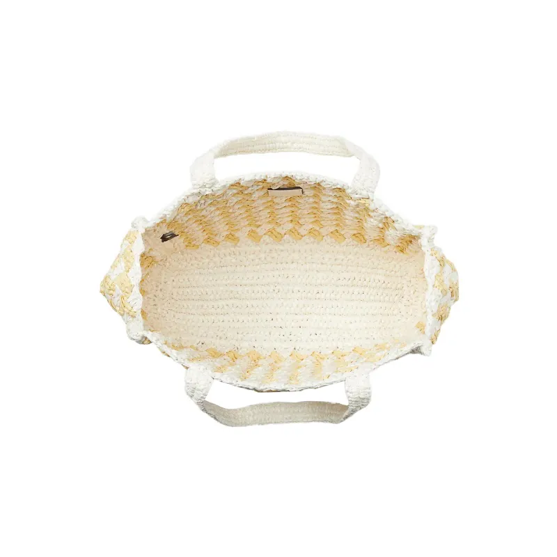 Kate Spade Manhattan Raffia Tote Bag Shopping Bag Handbag Shoulder Bags Medium Size Women's Cream White-3