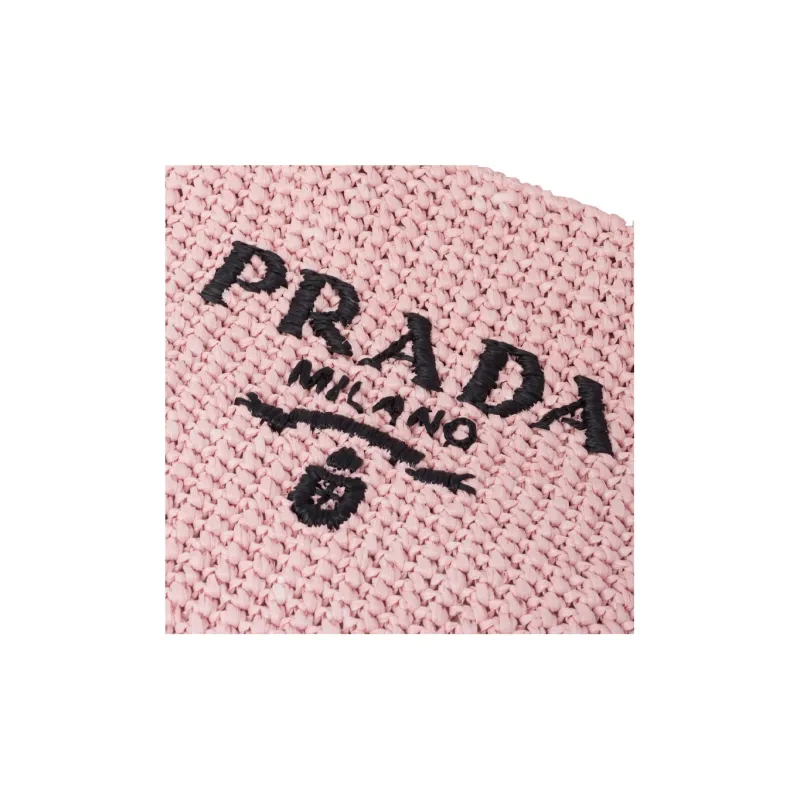 PRADA Straw And Wicker Handbag Small Size Women's Snow Pink-4