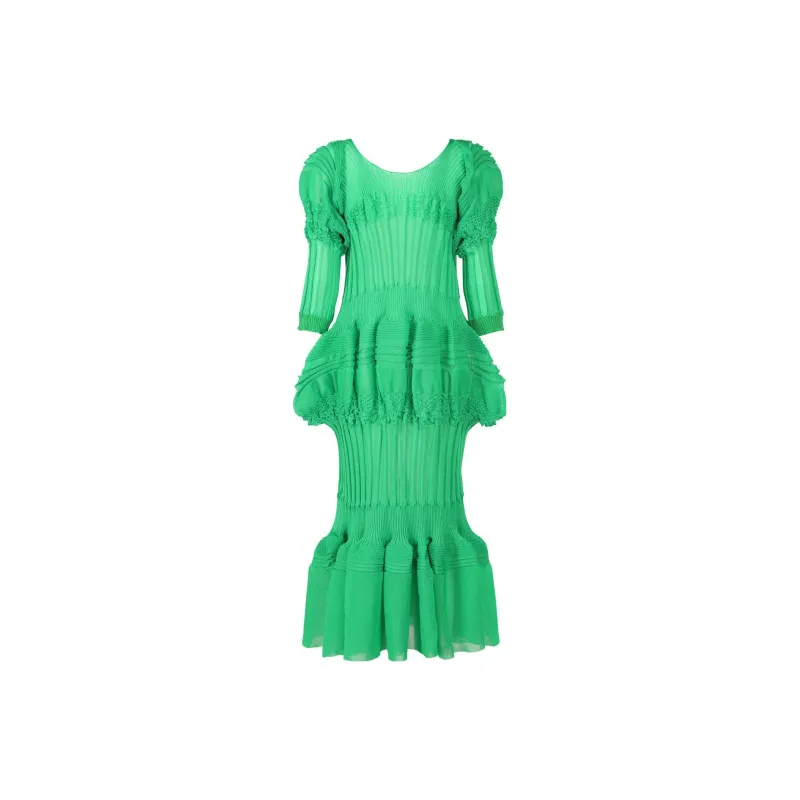ISSEY MIYAKE Long-Sleeved Dresses Women's Green-1