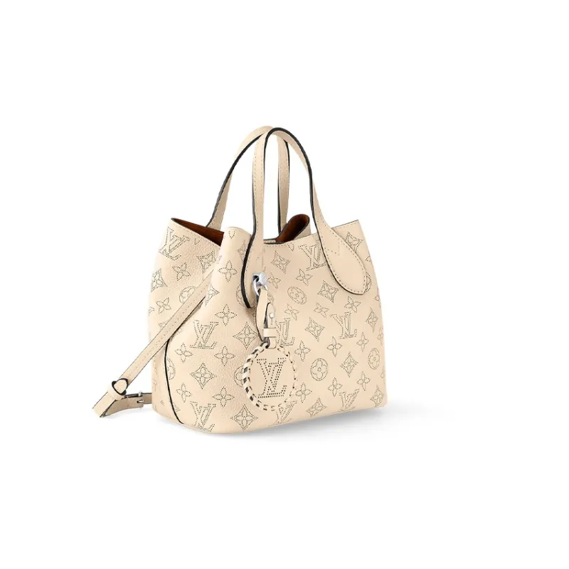 LOUIS VUITTON Mahina Leather Tote Bag Shopping Bag Handbag Small Size Women's Beige-1