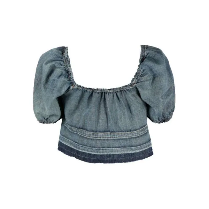 GANNI Crop Tops Women's Blue-1