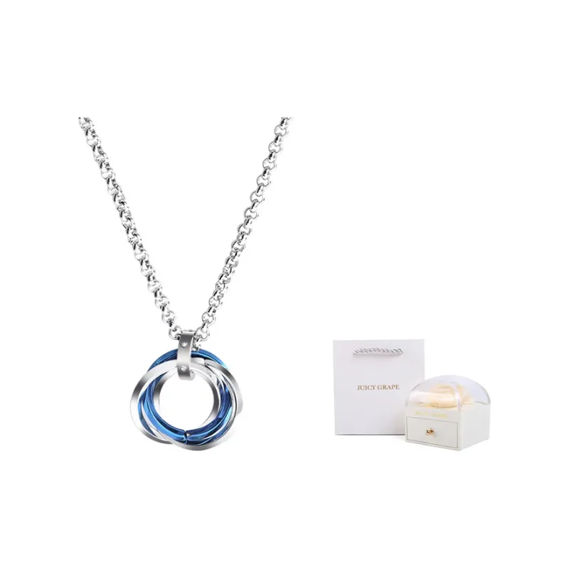 JUICY GRAPE Individual Three Loop Minimalist Style Versatile Collarbone Chain Necklaces Men's-5