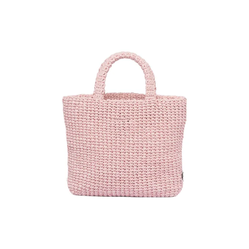PRADA Straw And Wicker Handbag Small Size Women's Snow Pink-2