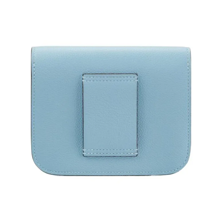 HERMES Constance Slim Evercolor Calfskin Wallet, Card Holder, Fanny Pack Women's J7 Bleu Lin Linen Blue-3
