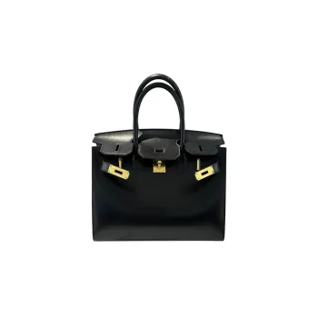 HERMES Birkin Box Leather Birkin Bag Handbags Regular Women's Noir Black