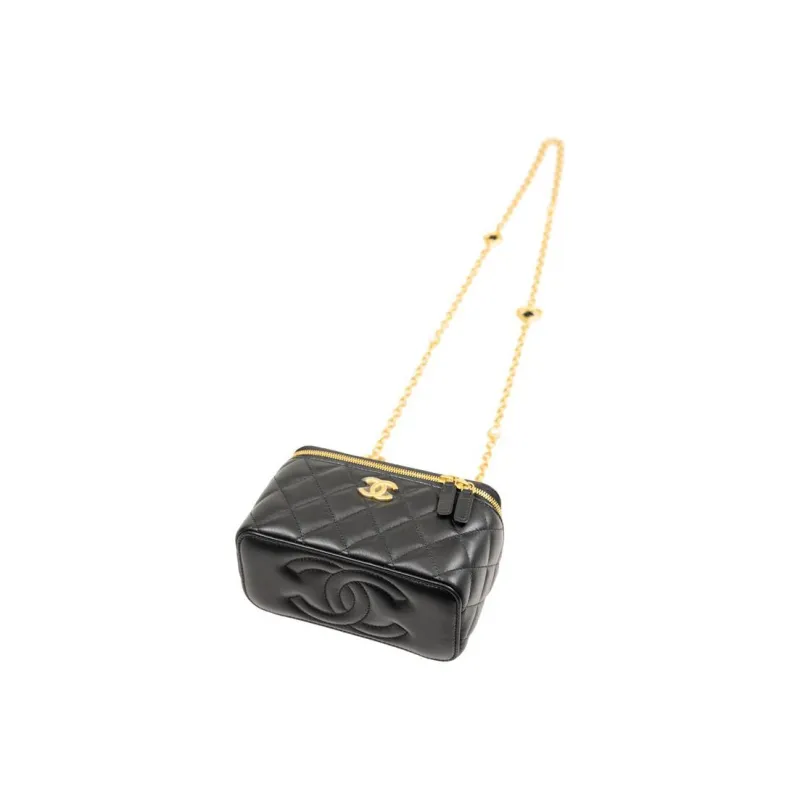 CHANEL Sheepskin Box Bag, Shoulder Bag, Crossbody Bag Women's Black-3